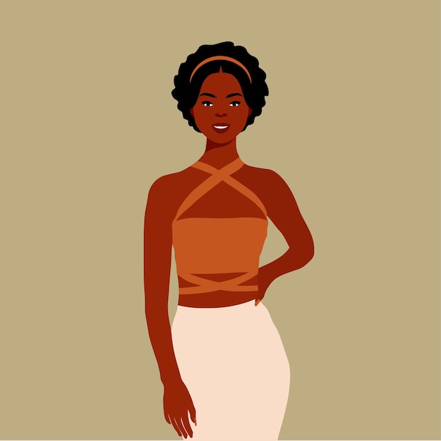 Afro zwarte vrouw in elegante kunststijl vector