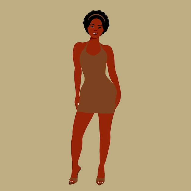 Afro zwarte vrouw in elegante kunststijl vector