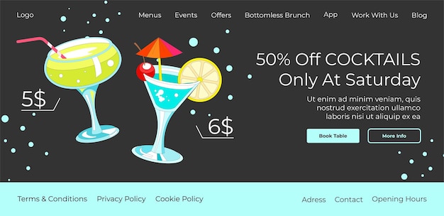 Vector afslag op cocktails alleen op zaterdag website