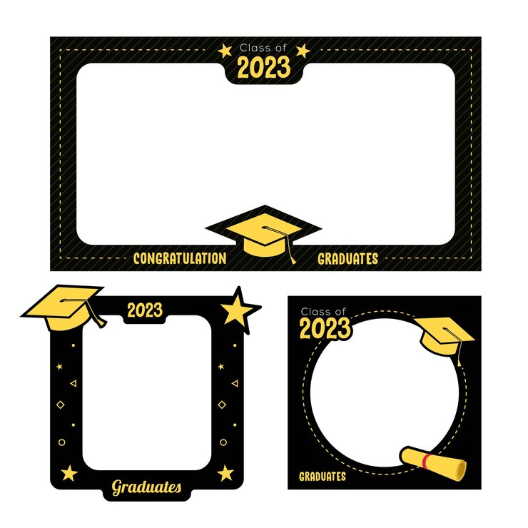 Afstudeerframes met fotohokjes met academische petten