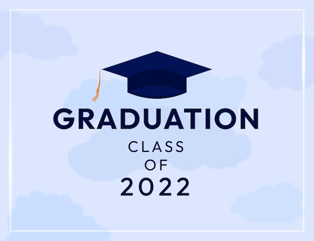 Afstuderen achtergrondklasse van 2022 met wolken en confetti vector design