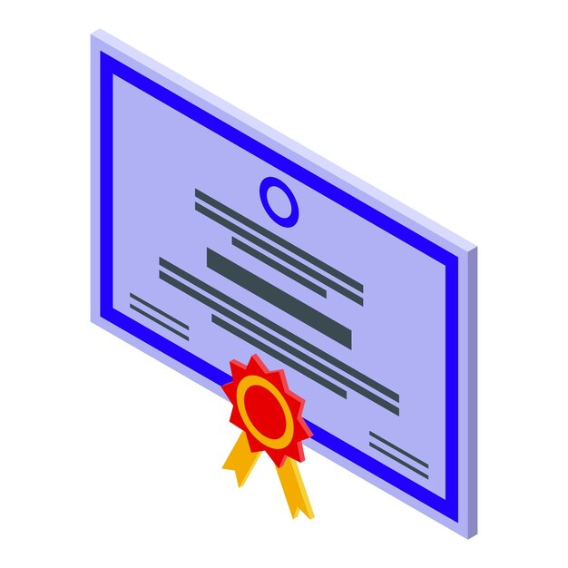 Vector afstuderen diploma pictogram isometrische vector business certificaat award sjabloon