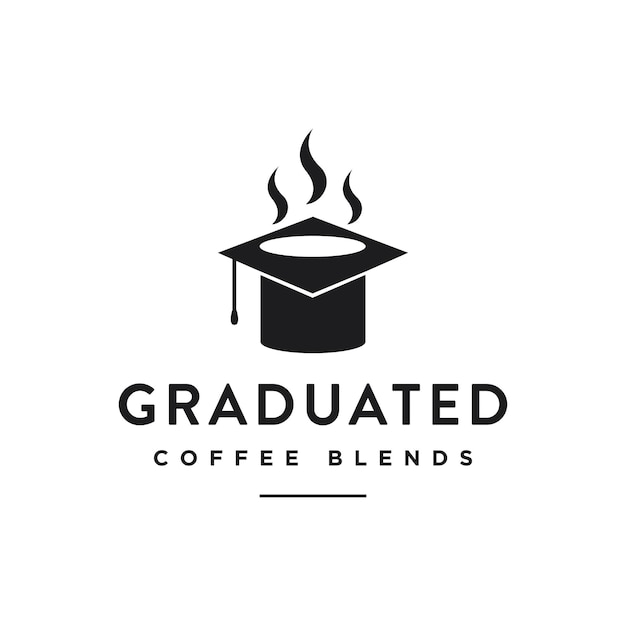 Afstuderen hoed en koffiemok logo pictogram vector voor college cafe business