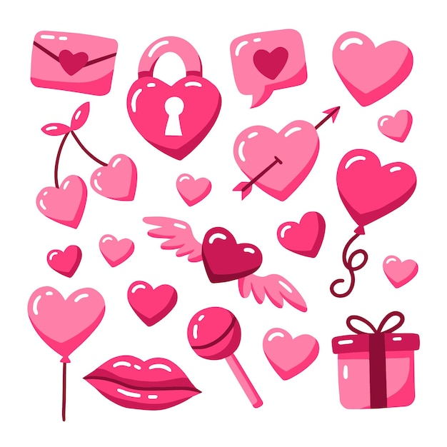 Aftelkalender voor Valentijnsdag roze illustratie pictogramserie