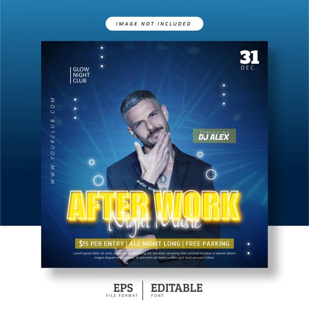 After work music social media banner template