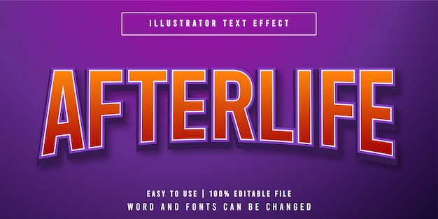 Vettore stili di carattere effetto testo modificabile di afterlife titolo del gioco