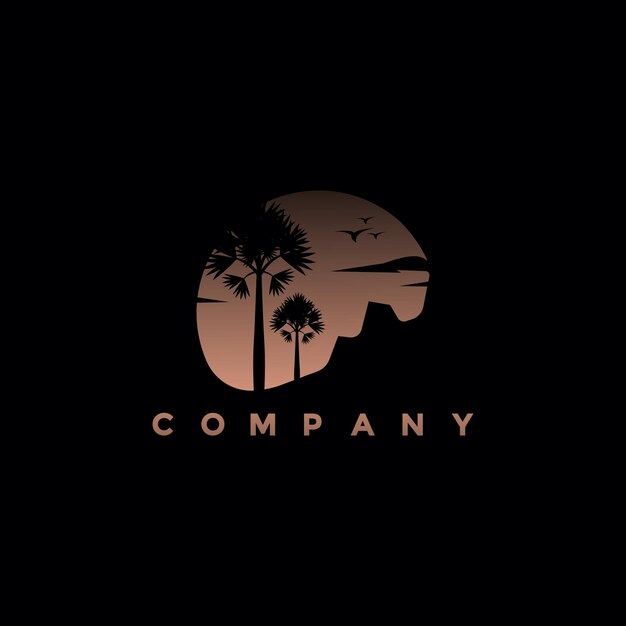 Afternoon palm trees logo illustration design