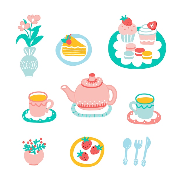 Vector afternoon tea set