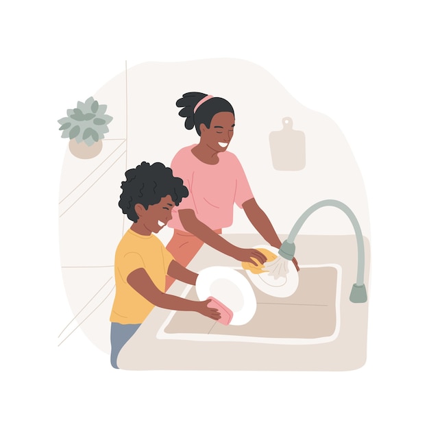Afwassen geïsoleerde cartoon vectorillustratie