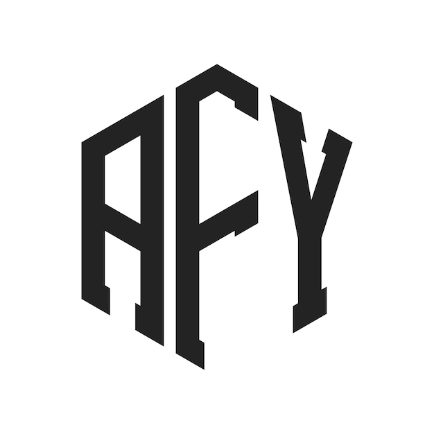 AFY 로고 디자인 초기 글자 AFY 모노그램 로고는 육각형 모양을 사용합니다.