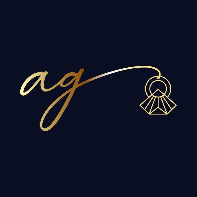 AG eerste logo bruiloft handschrift sieraden logo vector sjabloon