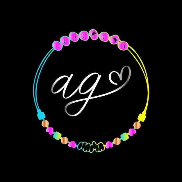 Дизайн браслета AG Monograms, свадебный векторный шаблон