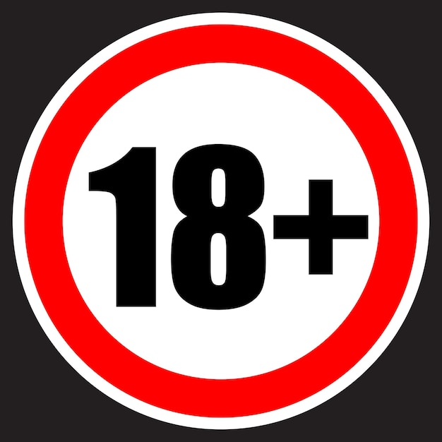 Age limit of 18 years and over, sign and label vector