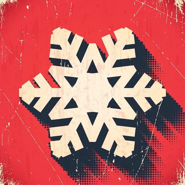 Aged christmas snowflake background with halftone shadow