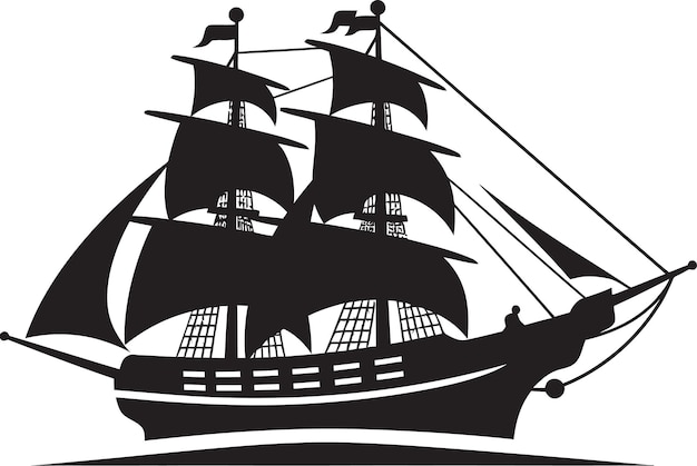 Vector aged mariners vector ship emblem historical seafaring black ship icon design