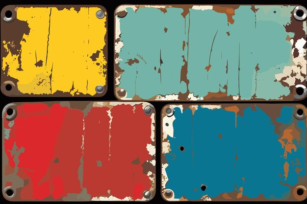 Vector aged rustic metal texture with varied details and worn paint surface for creative design projects