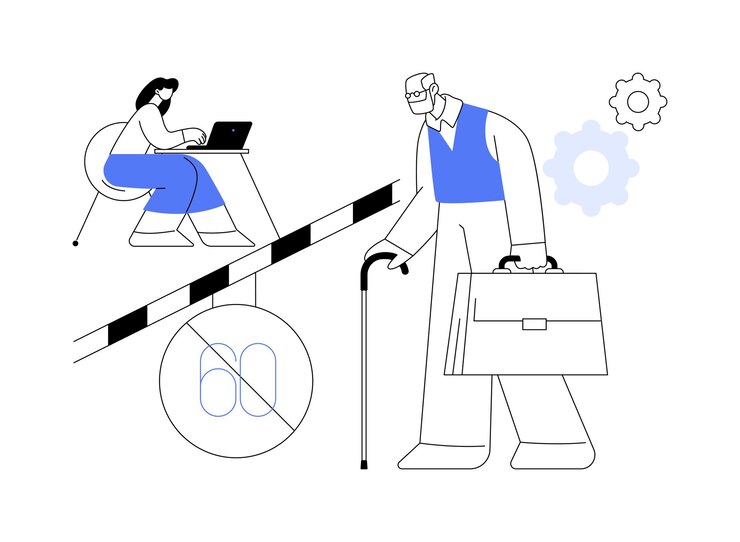 Vector ageism 사회 문제 추상 개념 벡터 일러스트 레이 션