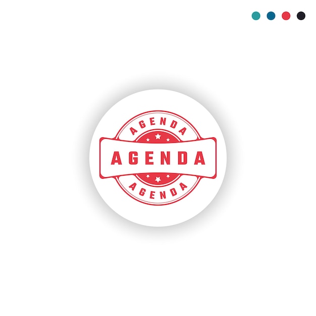 Vector agenda sticker sign or stamp round label on white background