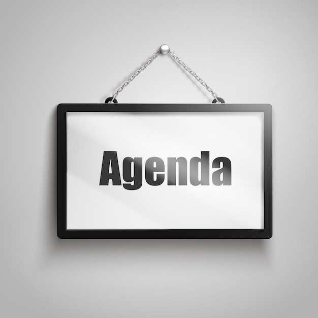 Agenda text sign