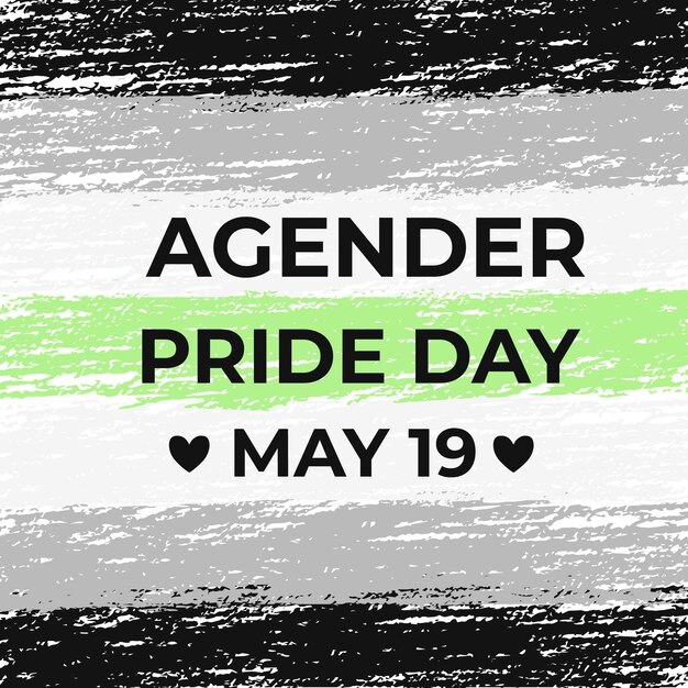 Agender pride day poster con transgender pride flag festa della comunità lgbt festeggia il 19 maggio modello vettoriale facile da modificare per banner, segno, logo, carta, ecc.