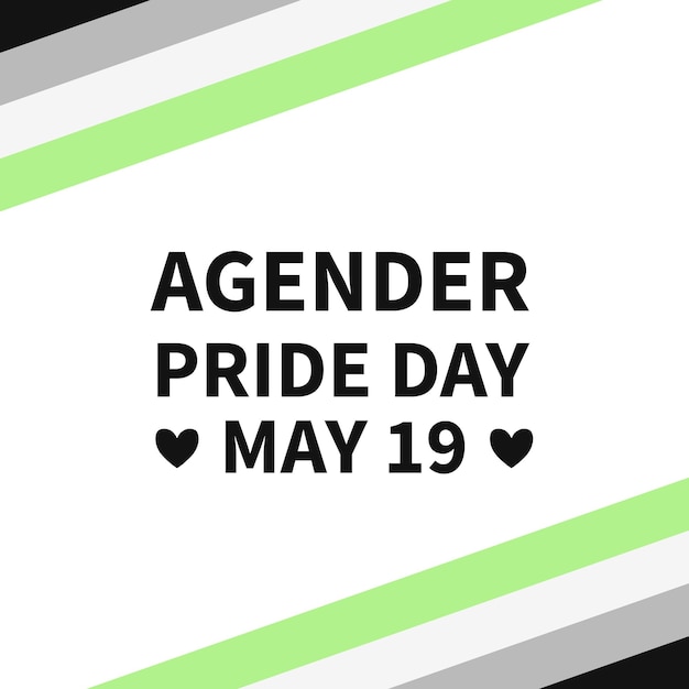 Agender Pride Day poster with Transgender Pride Flag LGBT community holiday celebrate on May 19 Easy to edit vector template for banners signs logo design card etc