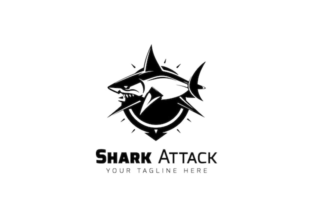 Aggresive powerful and minimal shark logo icon vector template