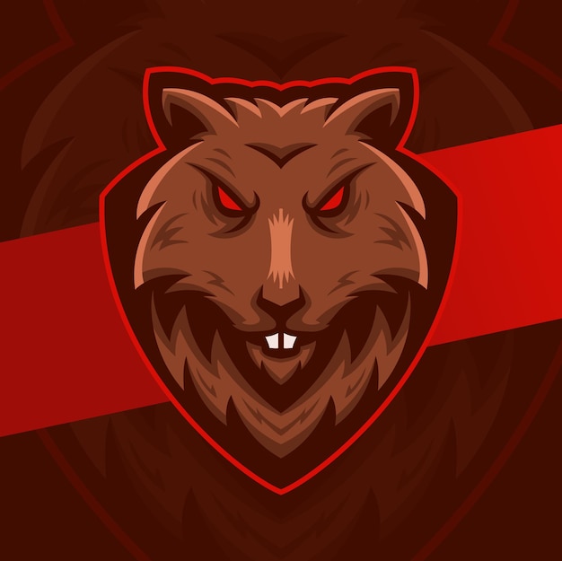 Mascotte del personaggio di ratto arrabbiato aggressivo esport logo design per gioco e sport