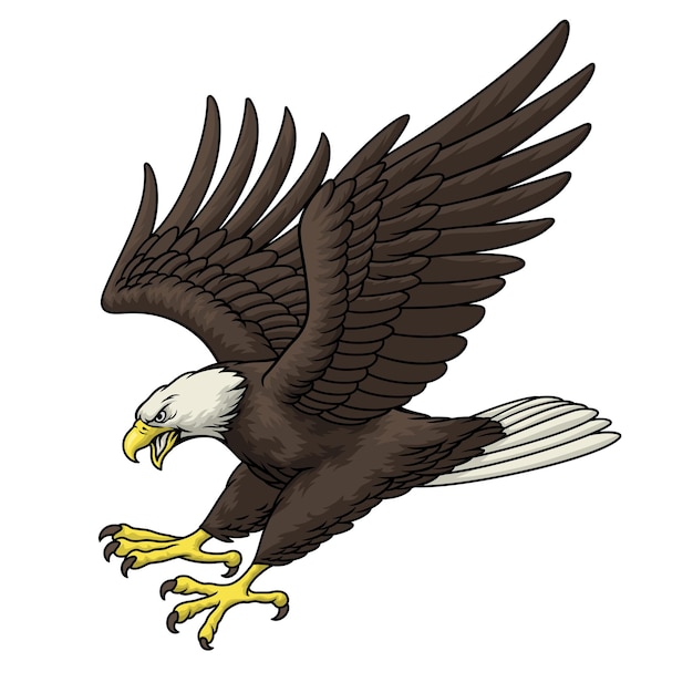 Vector aggressive bald eagle