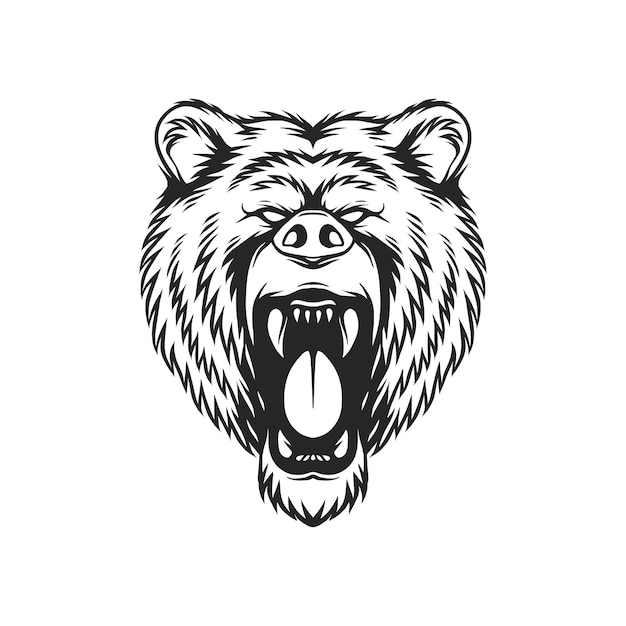 Vector aggressive bear line art concept