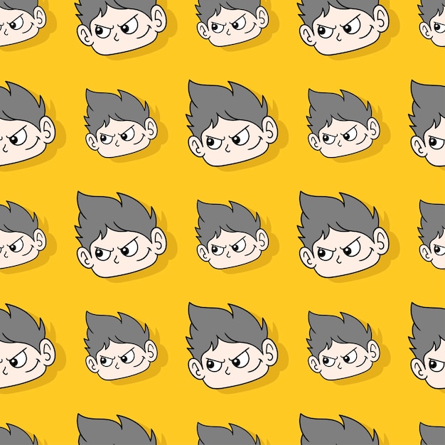 Aggressive kid boy seamless repeat pattern. background vector illustration.