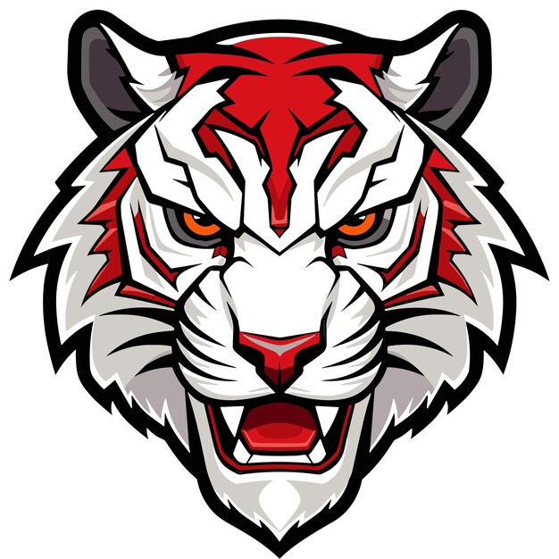 aggressive tiger face - mascot illustration