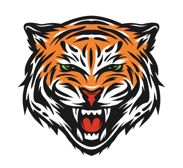 Агрессивная тигровая морда Знак символа Векторная иллюстрация