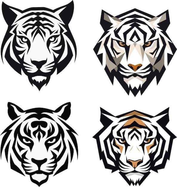 Vector aggressive tiger head vector collection