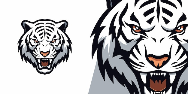 Premium Vector | Aggressive White Tiger Logo Captivating Vector Graphic