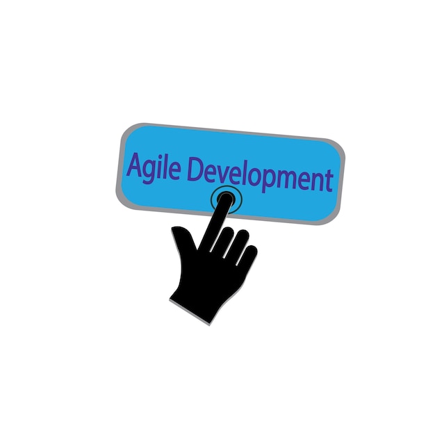 Agile Development keyThe hand presses the button to buy online vector icon on white isolated background