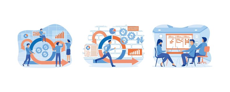 Vector agile development methodology business concept flat vector modern illustration