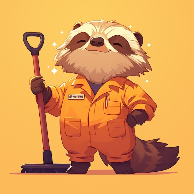 Vector an agile meerkat janitor cartoon style