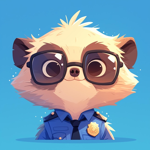 An agile meerkat traffic police cartoon style