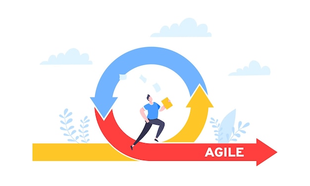 Agile ontwikkelingsmethode bedrijfsconcept platte stijl ontwerp vector illustratie