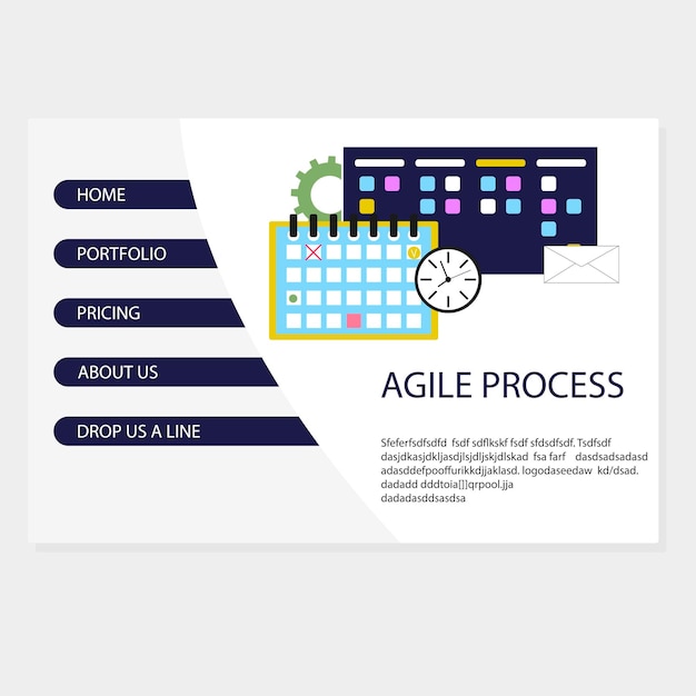 Agile process in business landing page vector