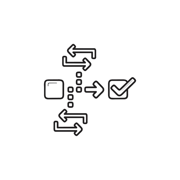 Icona di doodle di contorni disegnati a mano di gestione del progetto agile. strategia di mischia, concetto di sviluppo di mischia