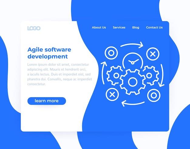 Agile software development, website template, vector