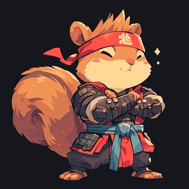 A agile squirrel soldier cartoon style