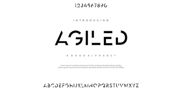 Agiled modern minimal abstract alphabet fonts typography technology electronic movie digital