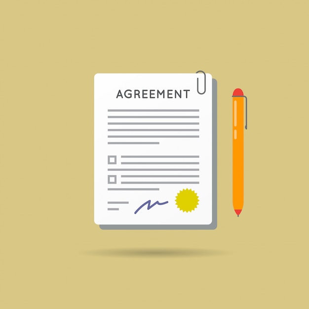 Agreement contract and pen with signature