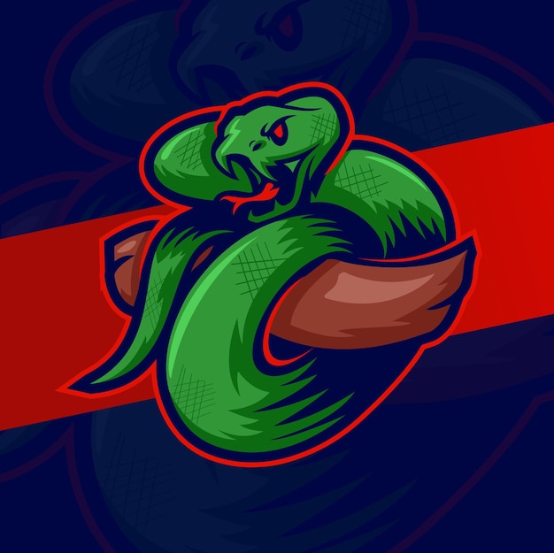 Agressieve adder slang mascotte illustratie voor logo sport en spel esport