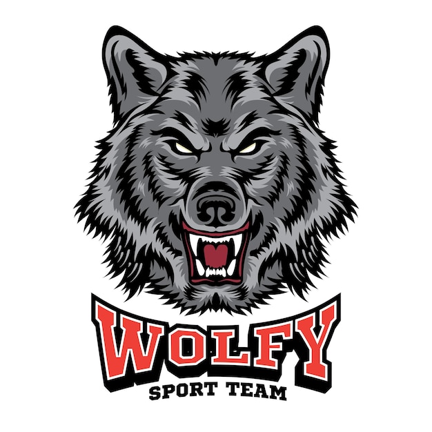 Agressieve wolf gezicht vector illustratie perfect voor t-shirt ontwerp en sportteam mascotte logo