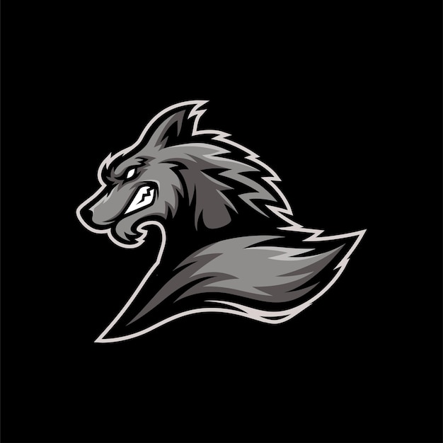 Agressieve wolf logo sjabloon esport