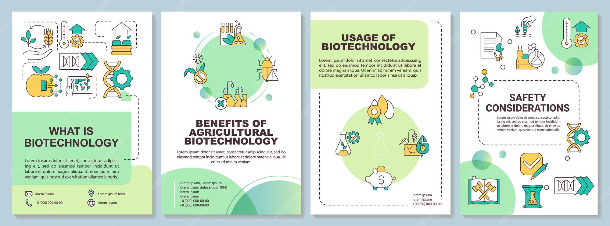 Premium Vector Agricultural biotechnology basics green brochure template Premium Vector Agricultural biotechnology basics green brochure template