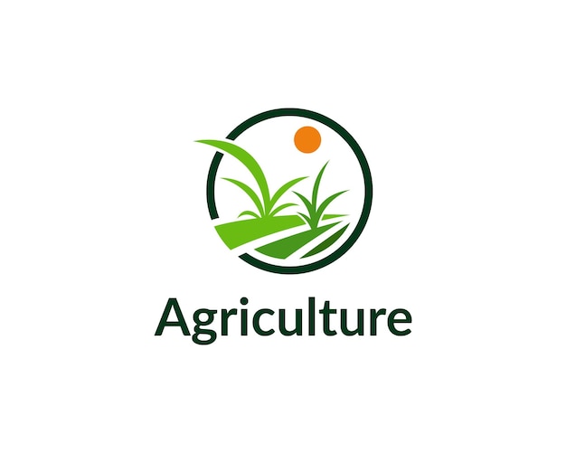 農業と農業会社のロゴ 農業農学小麦農場の田舎のデザイン